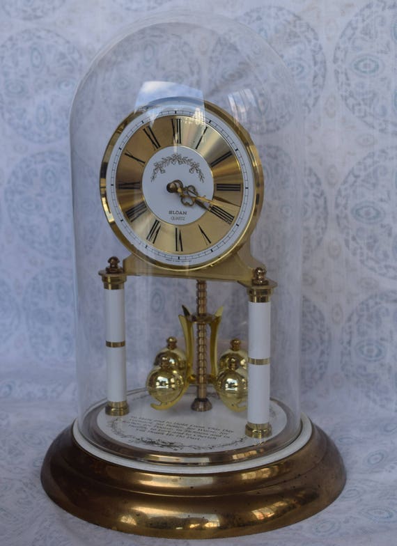 Vintage Sloan Quartz Anniversary Glass Dome Clock Wedding Etsy