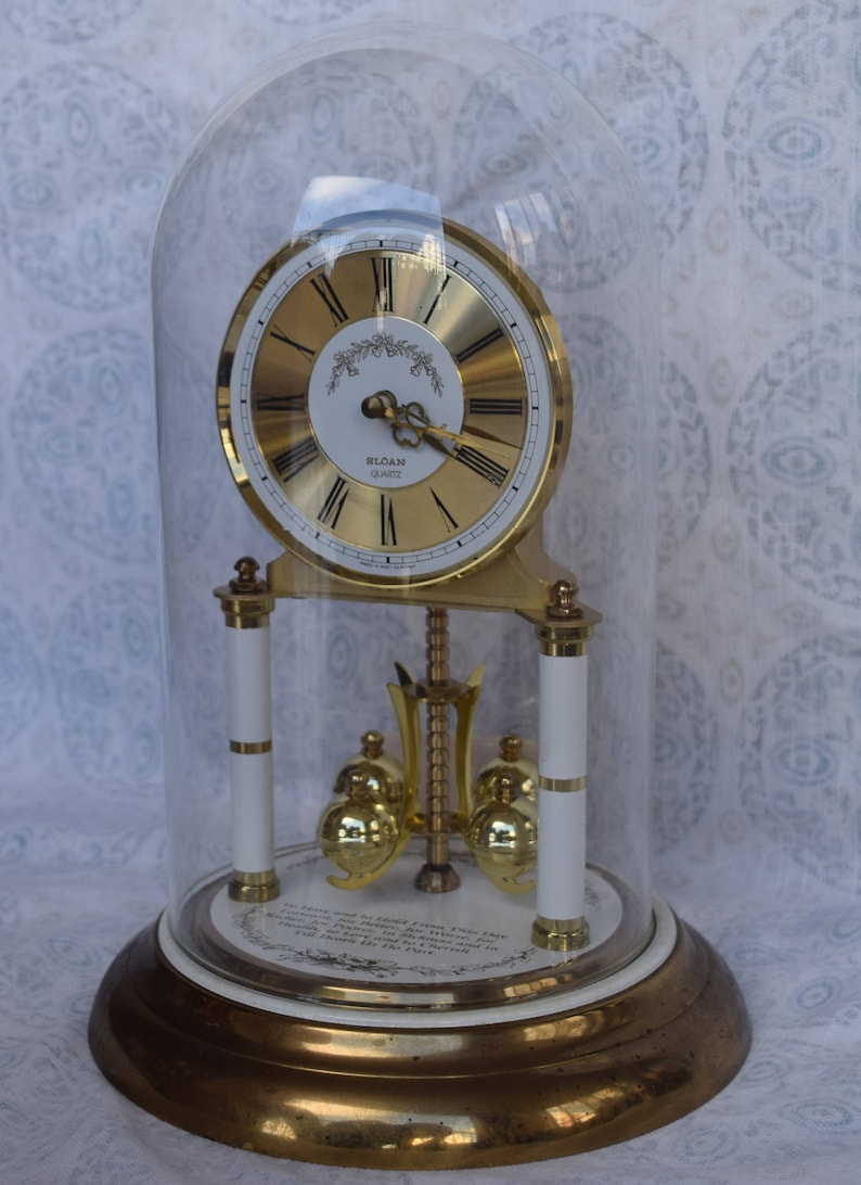 Vintage Sloan Quartz Anniversary Glass Dome Clock Wedding Etsy