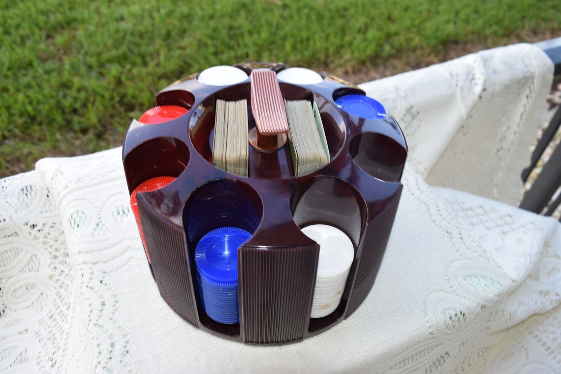 Vintage Tristate Revolving Poker Chip Rack Original Box Etsy