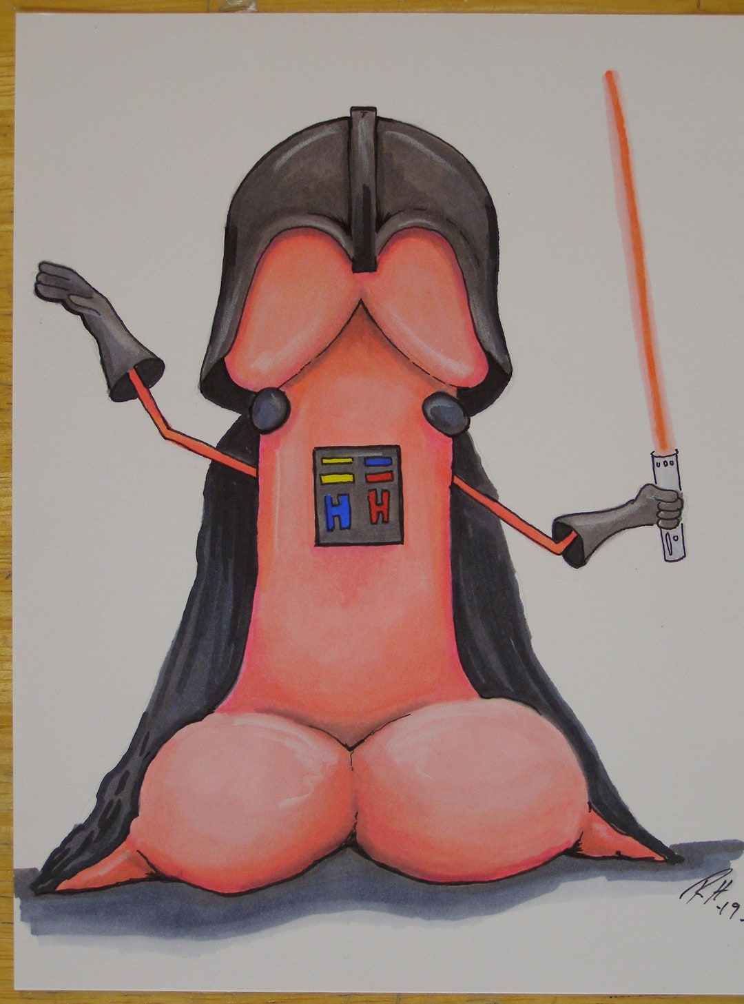 Print Original Marker Drawing of Darth Wiener or Dick Vader - Etsy Denmark