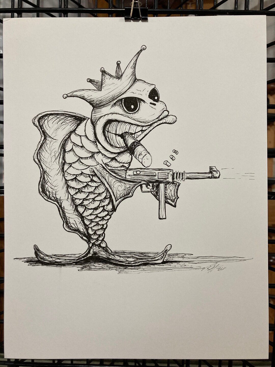 King Fish Micron Pen Drawing Print 