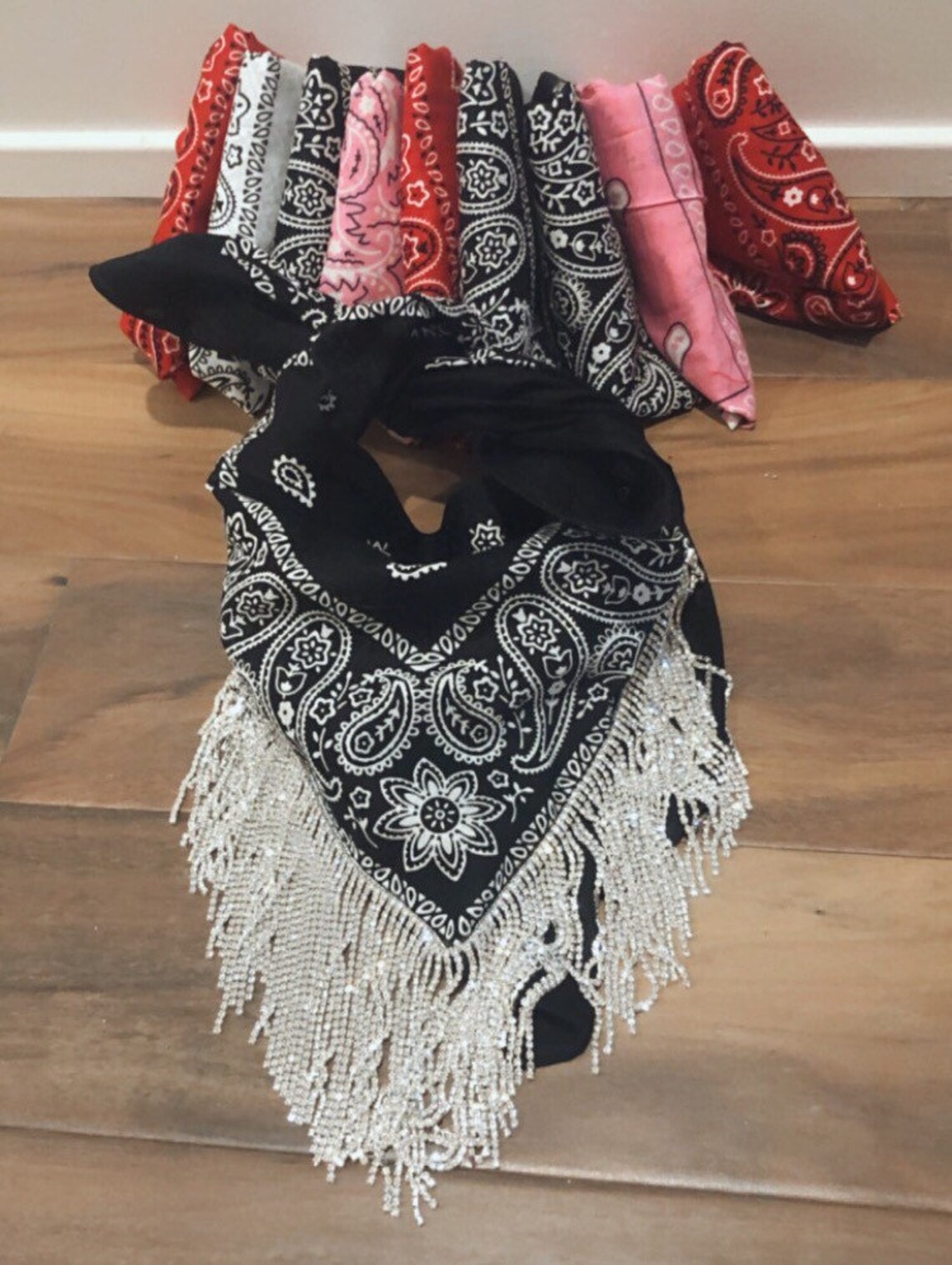 Rhinestone fringe bandana Free shipping Etsy