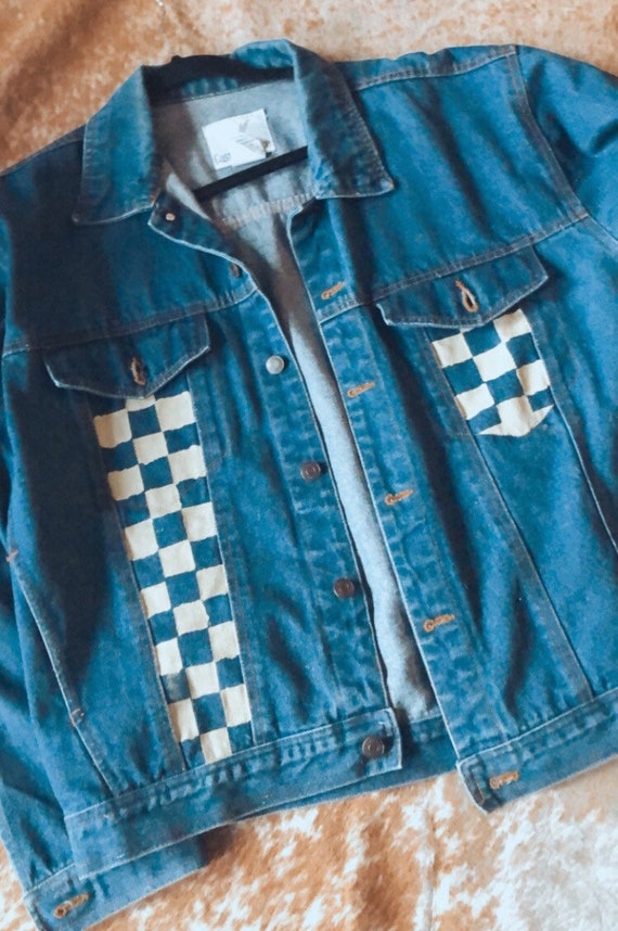 90s jean jacket, vintage jean jacket, painted deni