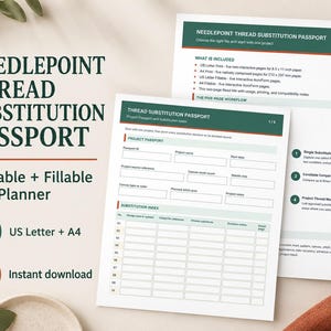 Needlepoint Thread Substitution Passport: Printable and Fillable Project Planner PDF