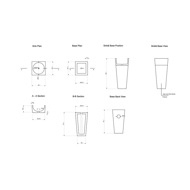 Natural Stone New York White Marble Pedestal Cone Shaped Sink Etsy