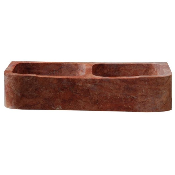 Natural Stone Red Travertine Farmhouse Sink 35 4 X18 1 X7 1 90x46x18 Cm