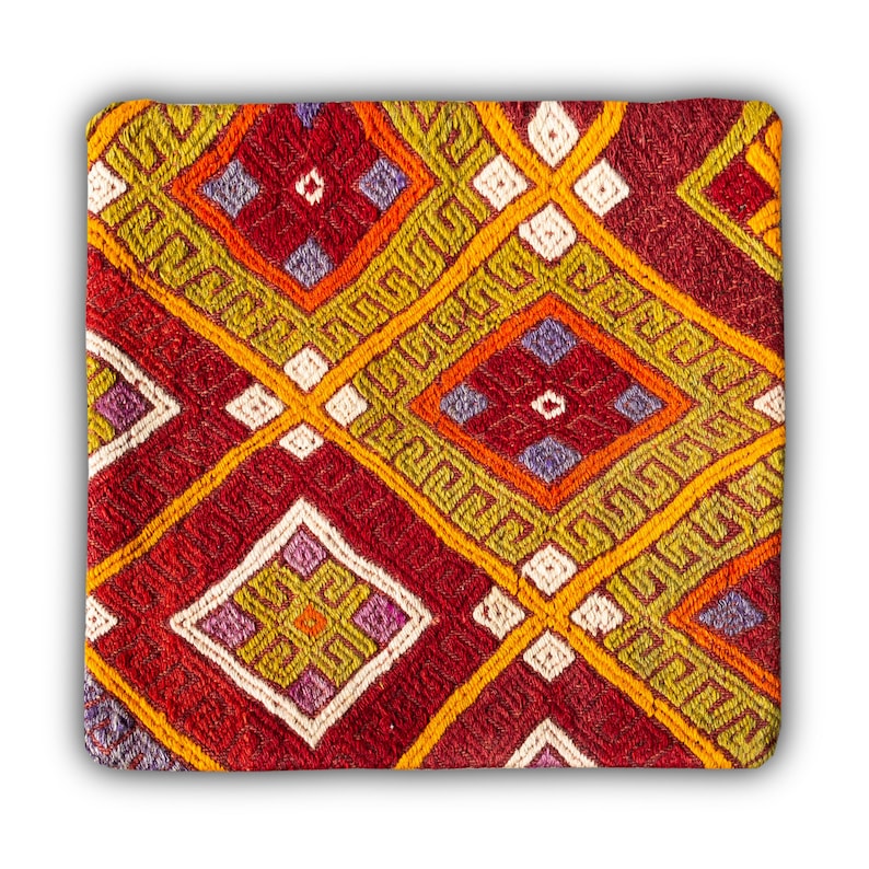 Handmade Pillow Cover 16x16 PLLWSQR2504 Handwoven Vintage Kilim Pillow Case