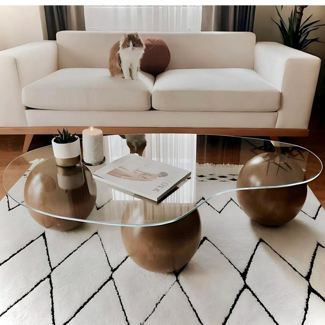 Linden Wood Spheres Round Coffee Table d12 Spheres Etsy