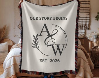 Personalized Throw Couples Blanket with Names Gift for Newlyweds Bridal Shower Gift Engagement Gift Wedding Present Anniversary Gift