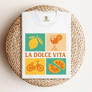 La Dolce Vita Shirt, Retro Italian Summer T-Shirt, Citrus Aperol Design Tee, Vintage Mediterranean Aesthetic, Travelcore Graphic
