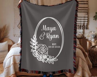 Personalized Throw Couples Blanket with Names Gift for Newlyweds Bridal Shower Gift Engagement Gift Wedding Present Anniversary Gift