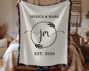 Personalized Throw Couples Blanket with Names Gift for Newlyweds Bridal Shower Gift Engagement Gift Wedding Present Anniversary Gift