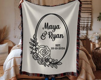 Personalized Throw Couples Blanket with Names Gift for Newlyweds Bridal Shower Gift Engagement Gift Wedding Present Anniversary Gift