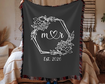 Personalized Throw Couples Blanket with Names Gift for Newlyweds Bridal Shower Gift Engagement Gift Wedding Present Anniversary Gift