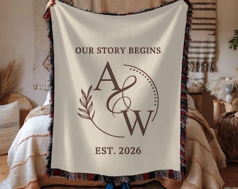 Personalized Throw Couples Blanket with Names Gift for Newlyweds Bridal Shower Gift Engagement Gift Wedding Present Anniversary Gift