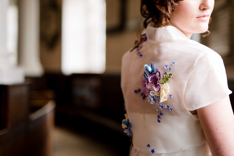 SAMPLE SALE Hand Embroidered Wedding Cape With Detachable Train
