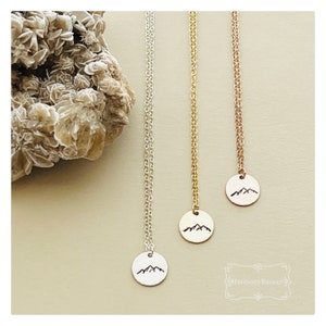 Hand-Stamped Mountain Necklace Mountains Are Calling Handmade HypoAllergenic Dainty Colorado Mountain Necklace Silver Gold Rose Gold image 3