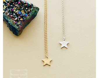 Lucky Stars Hammered Necklace |Bronze 14K GoldFilled | Sterling Silver Jewelry| Handmade and  Hypoallergenic | Organic