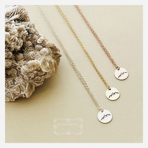 Hand-Stamped Mountain Necklace Mountains Are Calling Handmade HypoAllergenic Dainty Colorado Mountain Necklace Silver Gold Rose Gold image 1