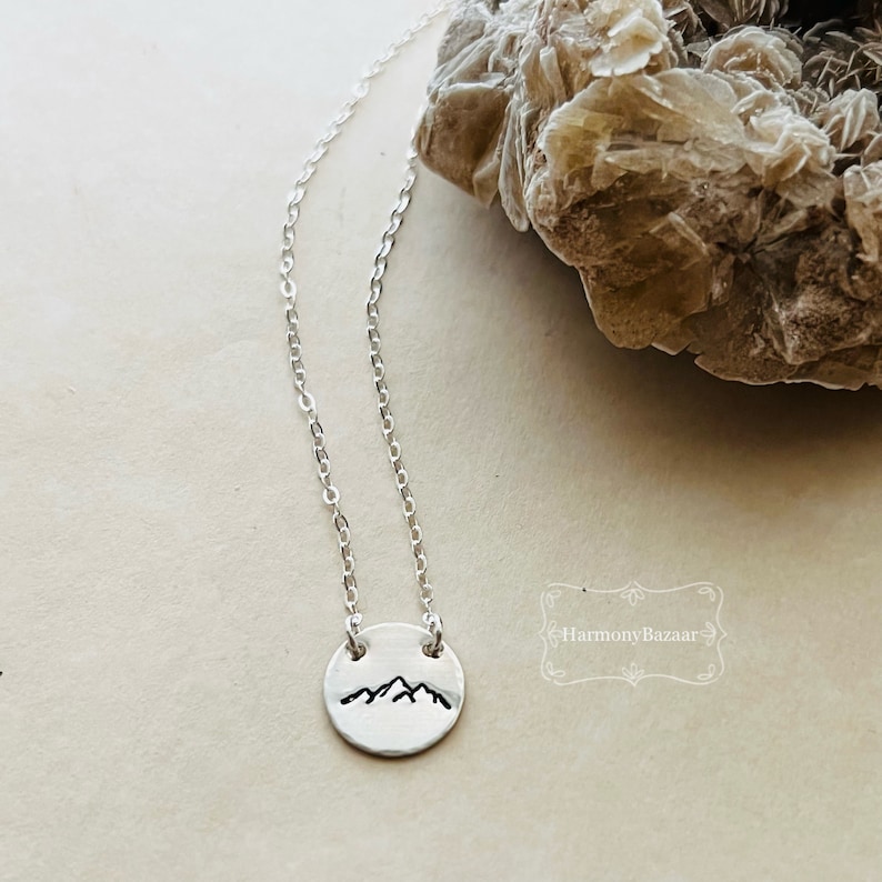 Hand-Stamped Mountain Necklace Mountains Are Calling Handmade HypoAllergenic Dainty Colorado Mountain Necklace Silver Gold Rose Gold image 8