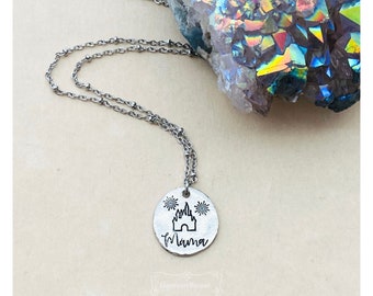 Handmade Magical Mama Necklace | Hand-stamped Disney Inspired Mom Necklace | Hypoallergenic Mothers Day Theme Park Necklace | Disney Mom