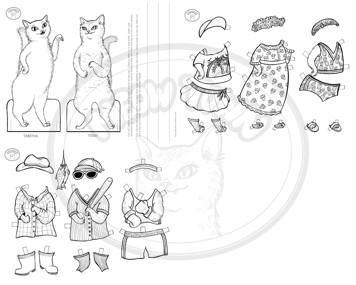 Sassy Fashion Cats Dress Up Paper Dolls Printable, Todd and Tabitha ...