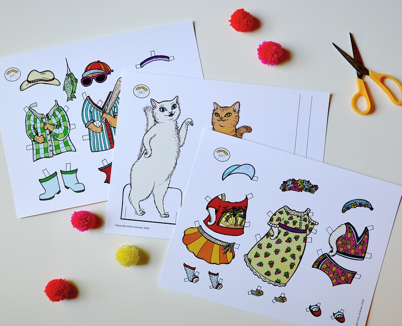 Sassy Fashion Cats Dress up Paper Dolls Printable, Todd and Tabitha - Etsy