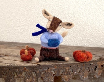Hand Made Wool Felted Cow