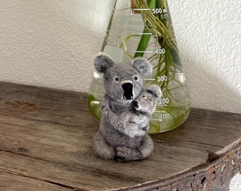 Hand Made Wool Felted Koala Bear and Baby