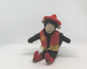 Hand Made Wool Felted CowBoy Monkey