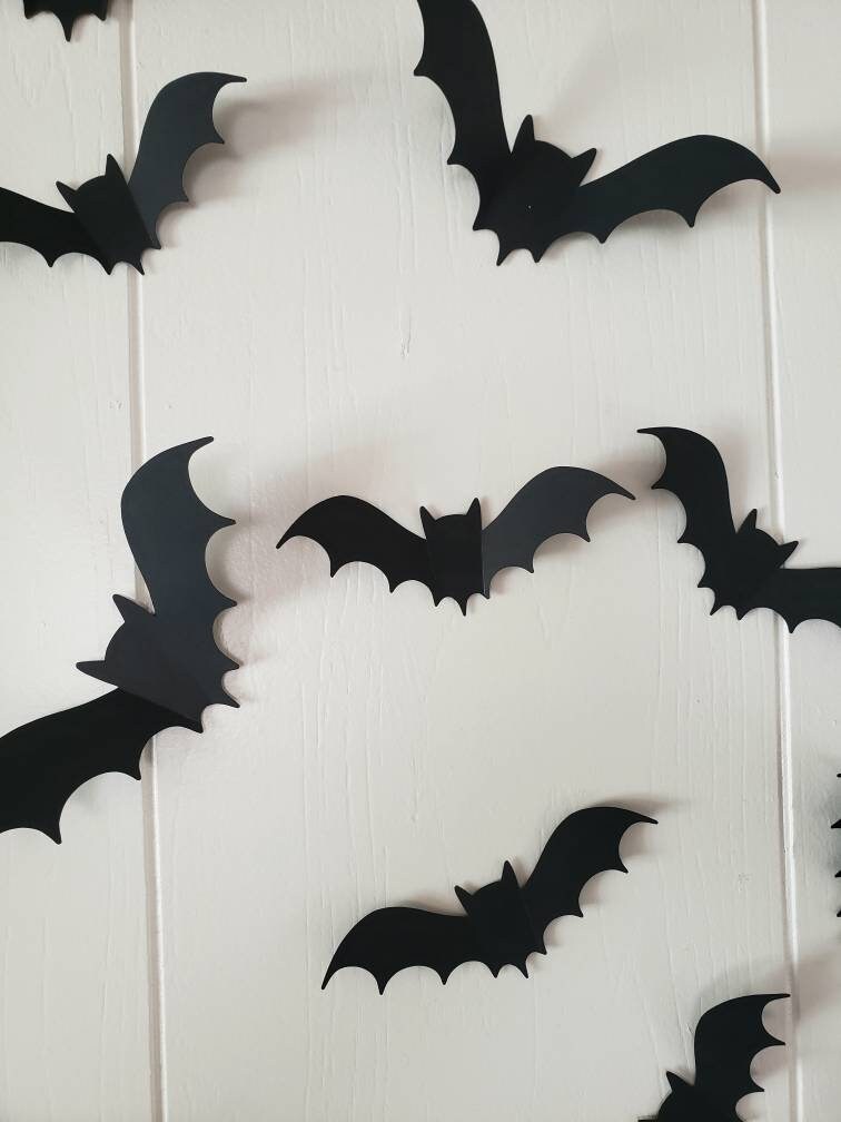 Black bats wall bats cutouts halloween decor party decor Etsy