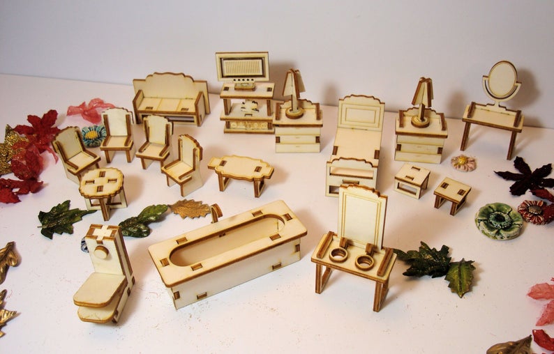 NOLITOY Lot De 6 Chaises Miniatures En Bois - Mobilier Maison De Poupée - Déco Accessoire Pour Salle à Manger - Cadeau Collectionneur