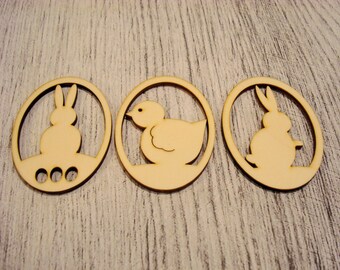 Set of 3 Easter egg 1236 embellishment wooden creations