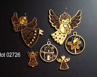 Set of laser cut-out Christmas baubles for your tree