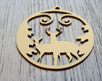 Deer and her DOE 1060 a cut out of wood for your cards