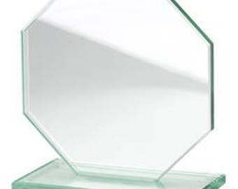 Trophy glass Octagon engraving text or design of your choice. Award, diploma, ceremony