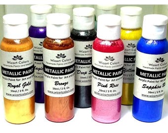 60ml jar Premium Acrylic Metallic Paint and patina for art and craft gold silver bronze pink blue purple yellow green red and more to choose