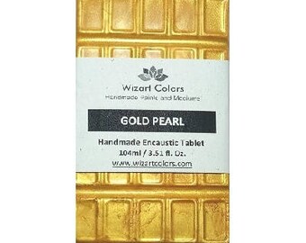 Encaustic Gold Pearl Tablet Wax Paint made of beeswax and best damar resin