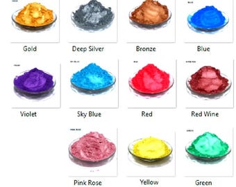 Wizart Colors Sparkle MICA SET 0f 11 COLORS. Best sparkling shimmery pigments for Candle making, Soap Making, Nail Art, Painting