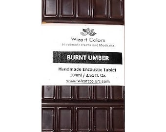 Encaustic Burnt Umber Tablet Wax Paint made of beeswax and best damar resin