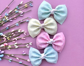 CUSTOM Color Choice Grosgrain Ribbon with Lace Overlay Medium 4 inch Boutique Hair Bow
