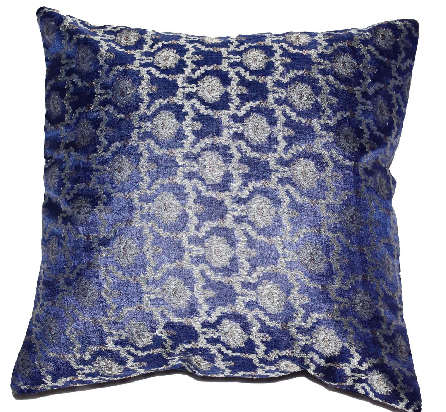 Indian Florel Decorative Throw Pillow Case Luxury Silk Cushion Etsy