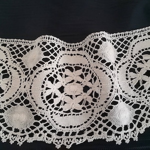 Encaje de bolillos de algodón blanco roto, encaje de algodón, encaje de bolillos, encaje, ancho 12 cm (4.7")