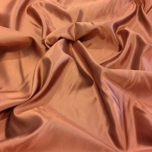 Double-sided iridescent copper/black satin, haute couture satin, iridescent copper rayon/viscose satin, width 160 cm 1.75 yd. image 1