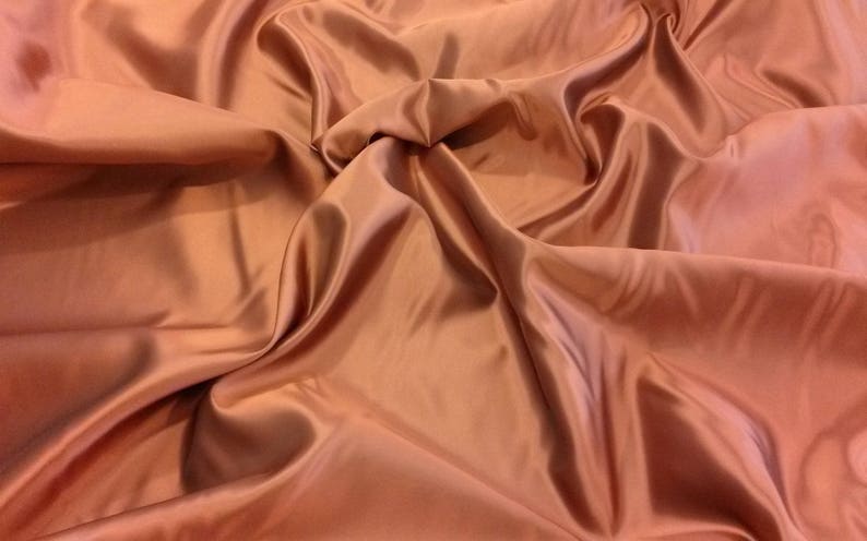 Double-sided iridescent copper/black satin, haute couture satin, iridescent copper rayon/viscose satin, width 160 cm 1.75 yd. image 1