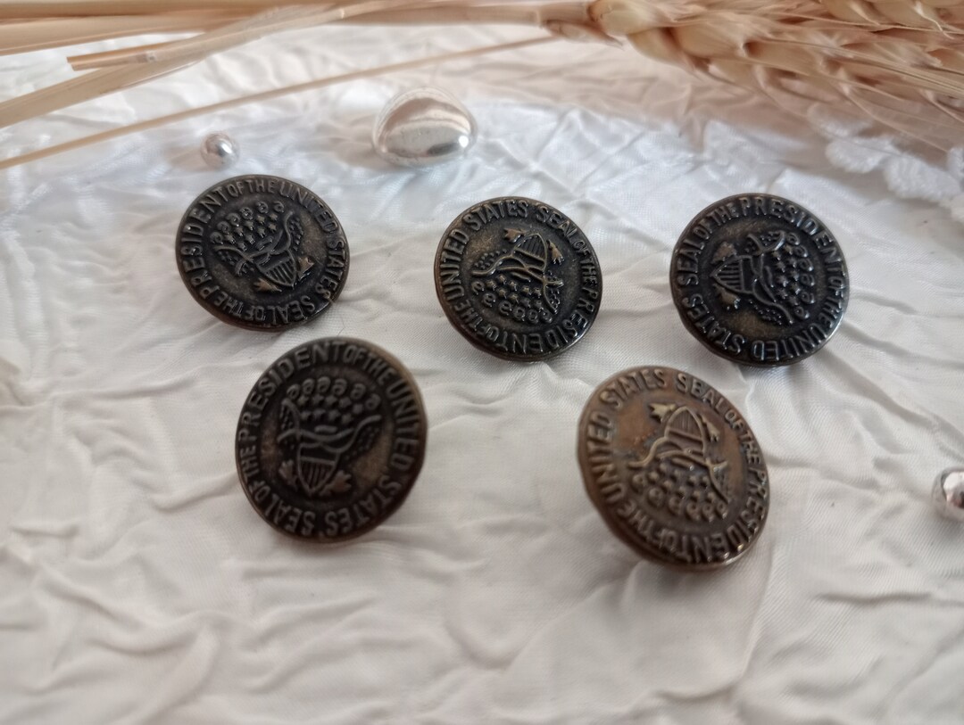Set of 4 Vintage Metal Buttons, Bronze Metal Button in Sailor Style ...