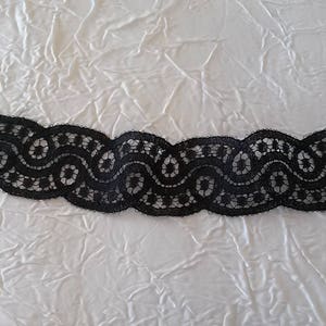 Black haute couture lace, black lace with scalloped edges, haute couture lace, black lace, width 4 cm 1.6 image 1
