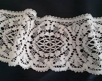 White cotton bobbin lace, cotton lace, cotton lace, width 12 cm (4.7")