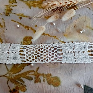 7.50 meters, old off-white cotton bobbin lace, vintage French cotton bobbin lace, 4.5 cm width (1.8&quot;).