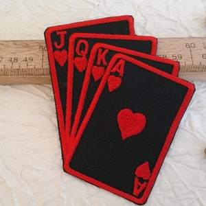 Appliqué  passementerie thermocollant cartes à jouer poker, passementerie thermocollant, broderie cartes poker.